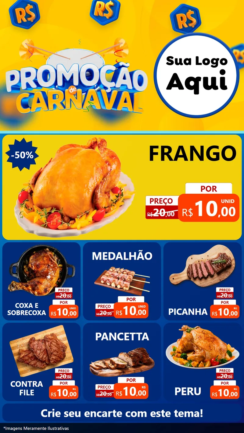 Modelo de Rede Social para Stories com o tema Promoção de Carnaval para Assados