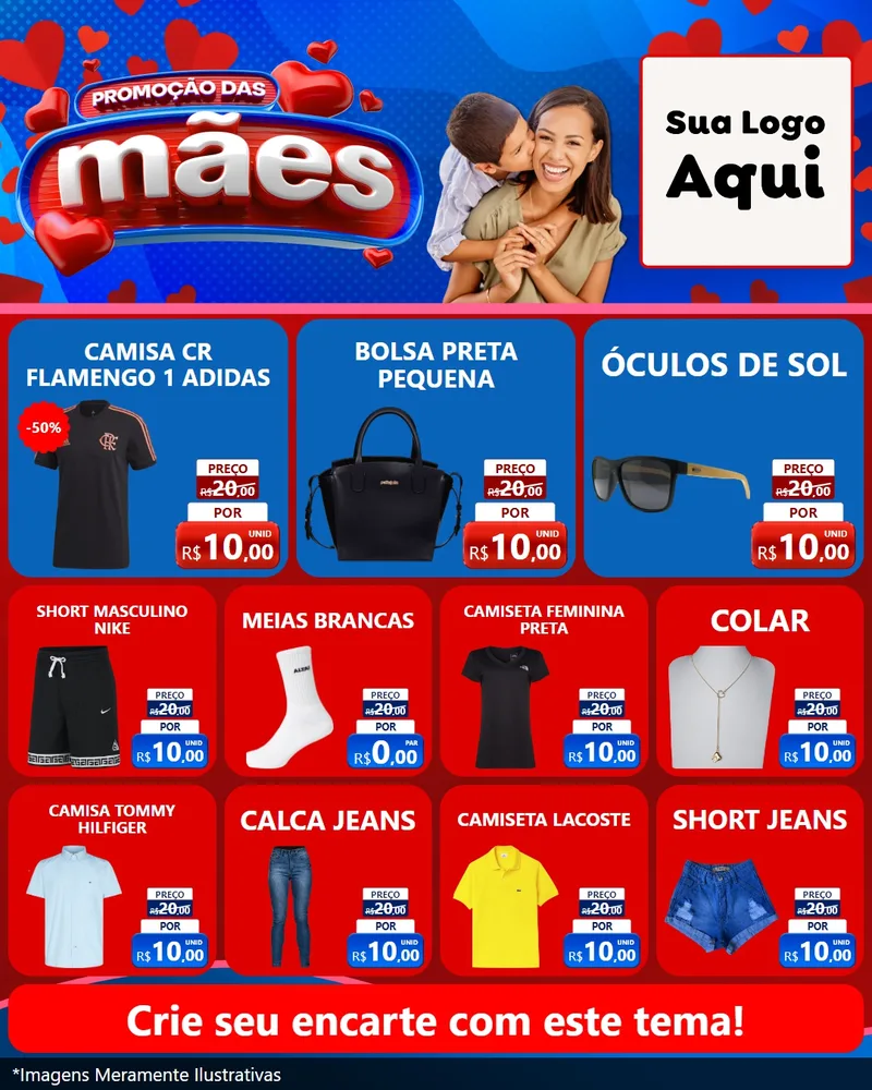 Modelo de Rede Social para Feed Instagram com o tema Promoção das Mães para Roupas e acessórios