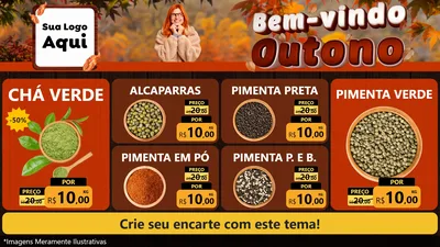 Modelo de TV para TV Horizontal com o tema Bem-vindo Outono para Produtos Naturais