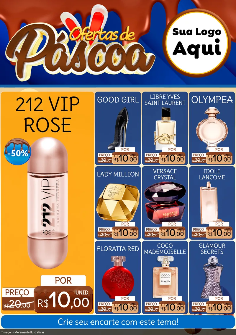 Modelo de Encarte para Encarte A4 Vertical com o tema Ofertas de Páscoa para Perfumes