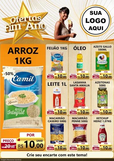 Modelo de Encarte para Encarte A4 Vertical com o tema Ofertas Fim de Ano para Supermercado