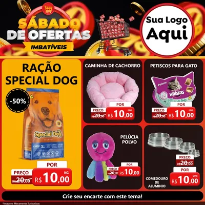 Modelo de Rede Social para Feed Facebook com o tema Sábado de Ofertas Imbatíveis para Pet Shop