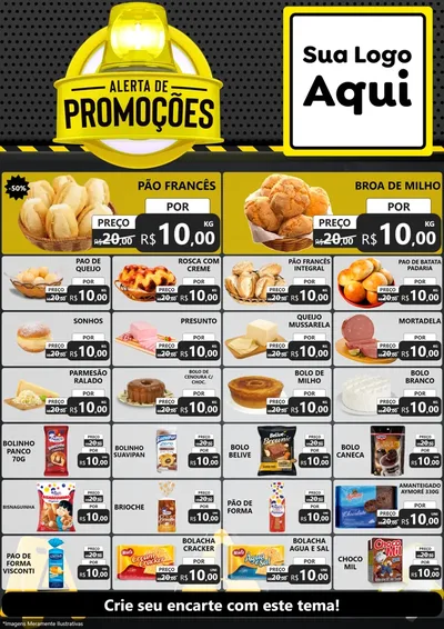 Modelo de Encarte para Encarte A4 Vertical com o tema Alerta de Promoções para Padaria