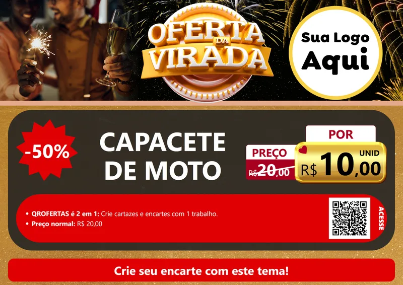 Modelo de Cartaz para Cartaz A4 Horizontal com o tema Oferta da Virada para Moto peças