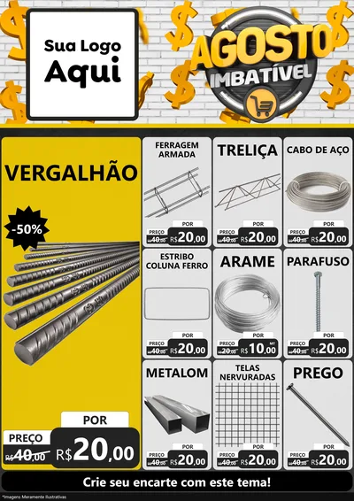Modelo de Encarte para Encarte A4 Vertical com o tema Agosto imbatível para Ferragens