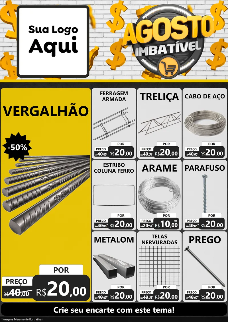 Modelo de Encarte para Encarte A4 Vertical com o tema Agosto imbatível para Ferragens