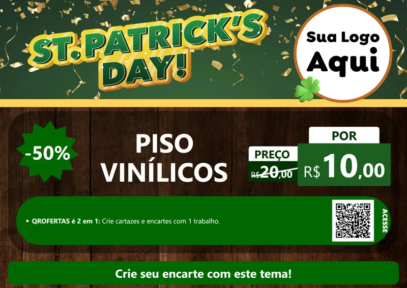 Modelo de Cartaz para Cartaz A4 Horizontal com o tema St Patriks Day para Material para Construção