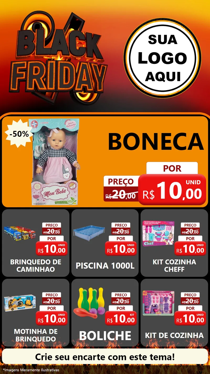 Modelo de Rede Social para Stories com o tema Black Friday para Brinquedos