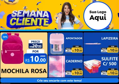 Modelo de Encarte para Encarte A4 Horizontal com o tema Semana do Cliente para Papelaria