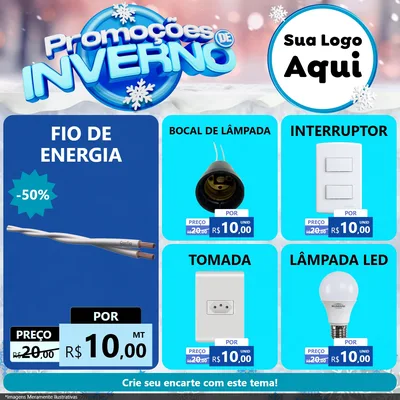 Modelo de Rede Social para Feed Facebook com o tema Promoções de Inverno para Materiais Elétricos