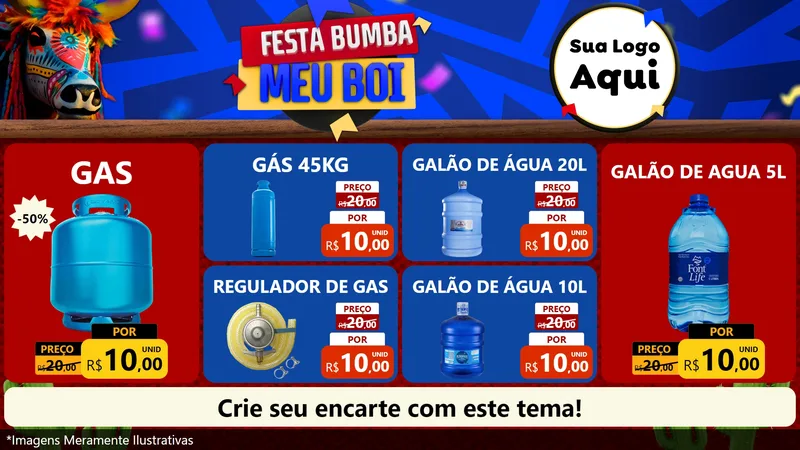 Modelo de TV para TV Horizontal com o tema Festa Bumba meu Boi para Água e gás