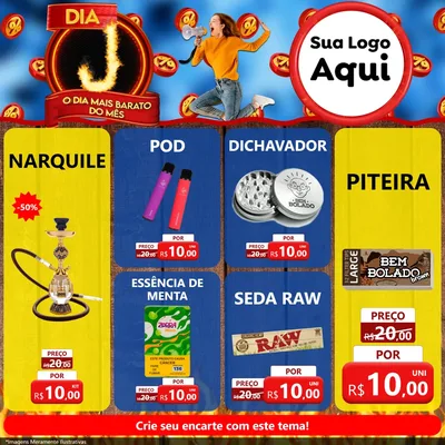 Modelo de Rede Social para Feed Facebook com o tema Dia J - O Dia Mais Barato Do Mês para Tabacaria