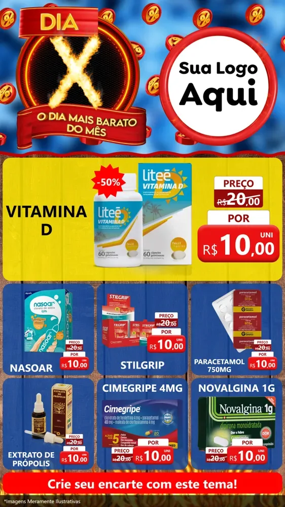 Modelo de Rede Social para Stories com o tema Dia X - O Dia Mais Barato Do Mês para Farmácia