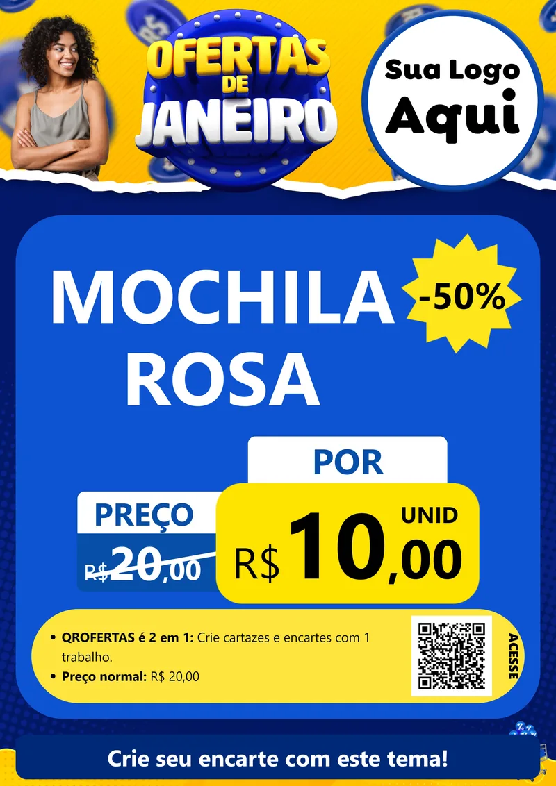 Modelo de Cartaz para Cartaz A4 Vertical com o tema Ofertas de Janeiro para Papelaria
