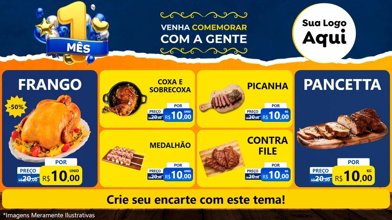 Modelo de TV para TV Horizontal com o tema Um Mês de Aniversário para Assados