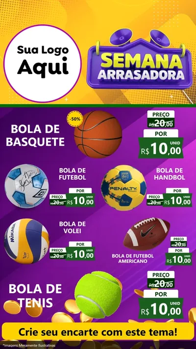 Modelo de TV para TV Vertical com o tema Semana Arrasadora para Artigos Esportivos