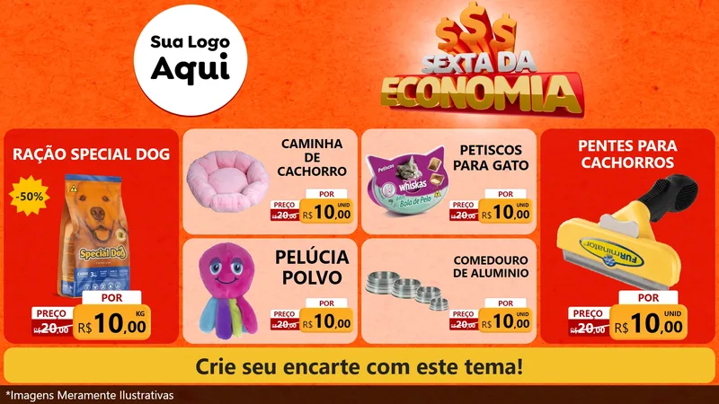 Modelo de TV para TV Horizontal com o tema Sexta da Economia para Pet Shop