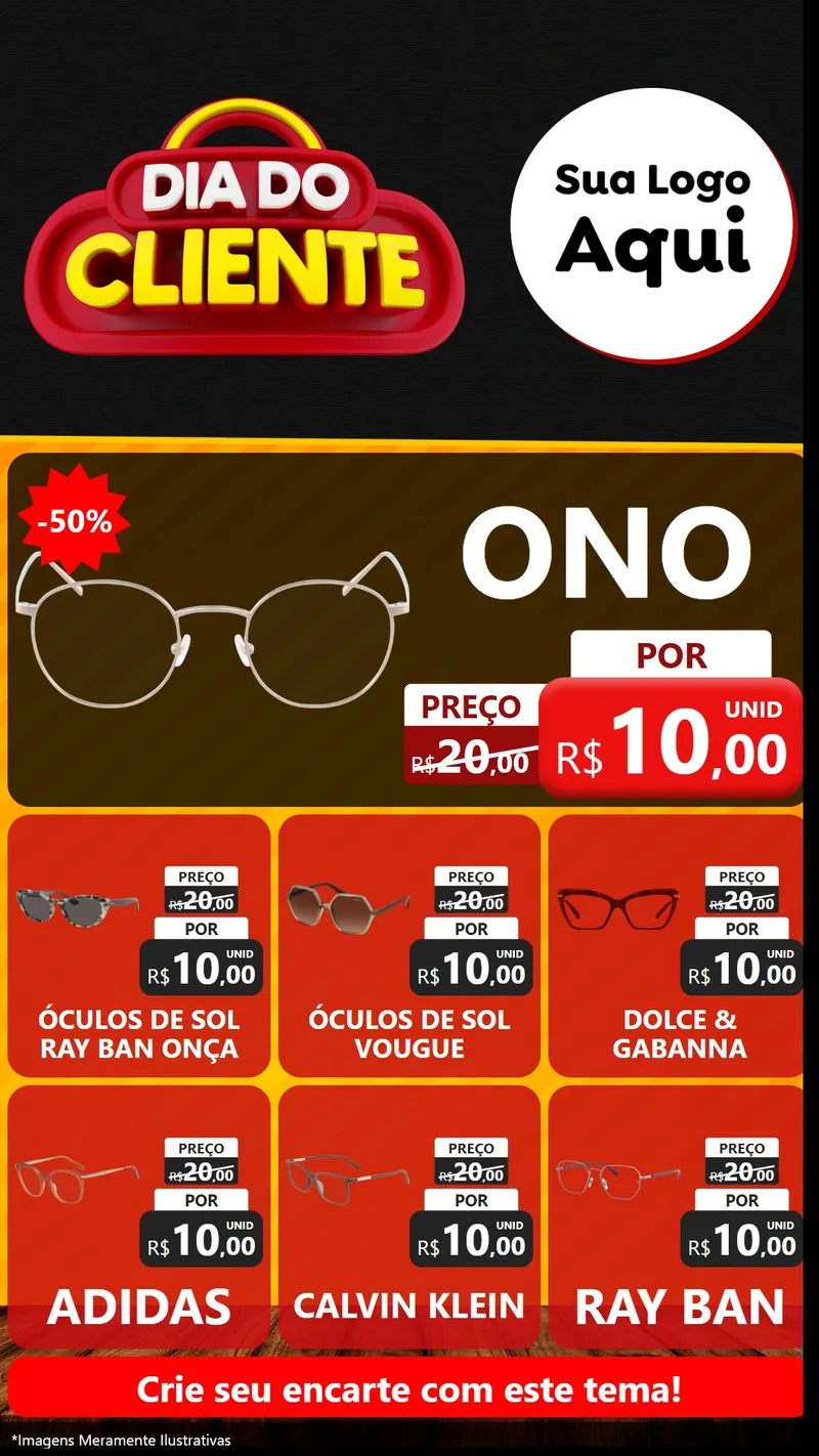 Modelo de Rede Social para Stories com o tema Dia do Cliente para Óticas