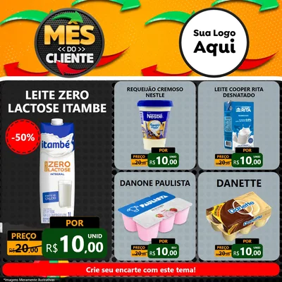 Modelo de Rede Social para Feed Facebook com o tema Mês do Cliente para Frios e Laticínios