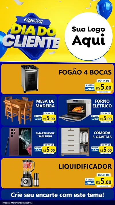 Modelo de TV para TV Vertical com o tema Especial Dia do Cliente para Móveis e Eletro
