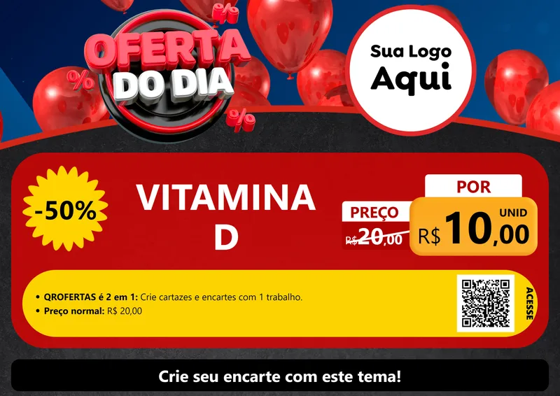 Modelo de Cartaz para Cartaz A4 Horizontal com o tema Oferta do Dia para Farmácia