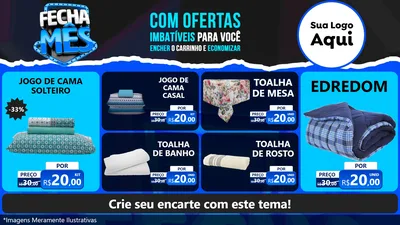 Modelo de TV para TV Horizontal com o tema Fecha Mês para Cama, Mesa e Banho