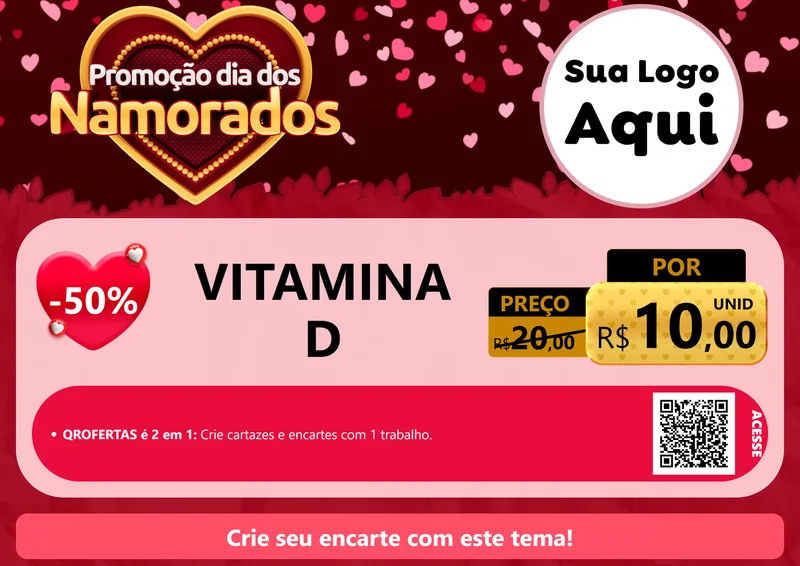 Modelo de Cartaz para Cartaz A4 Horizontal com o tema Promoção Dia Dos Namorados para Farmácia