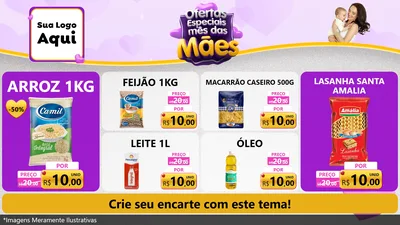 Modelo de TV para TV Horizontal com o tema Ofertas Especiais - Mês das Mães para Supermercado