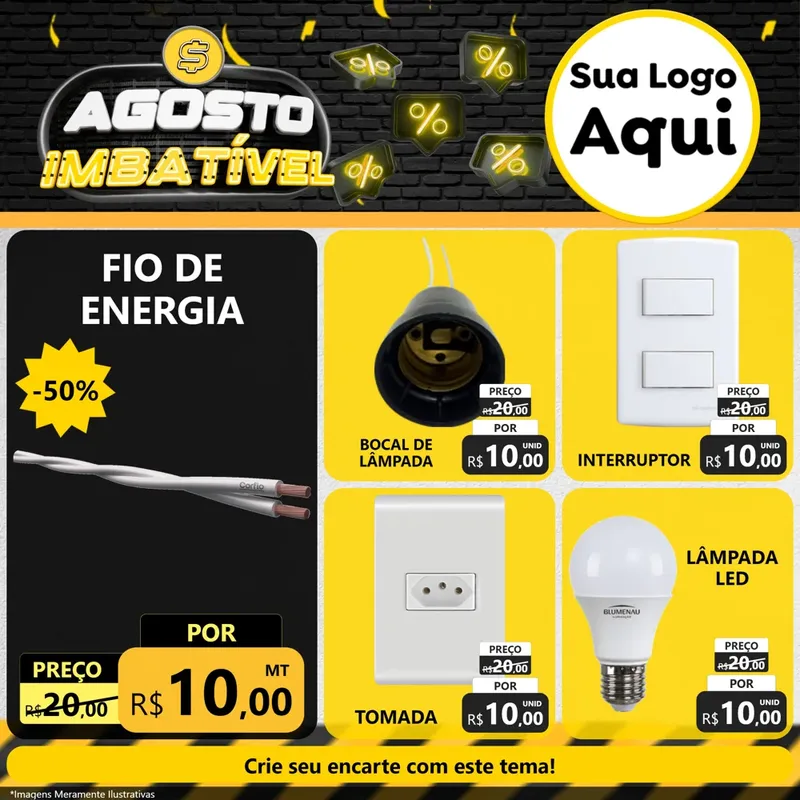 Modelo de Rede Social para Feed Facebook com o tema Agosto Imbatível para Materiais Elétricos