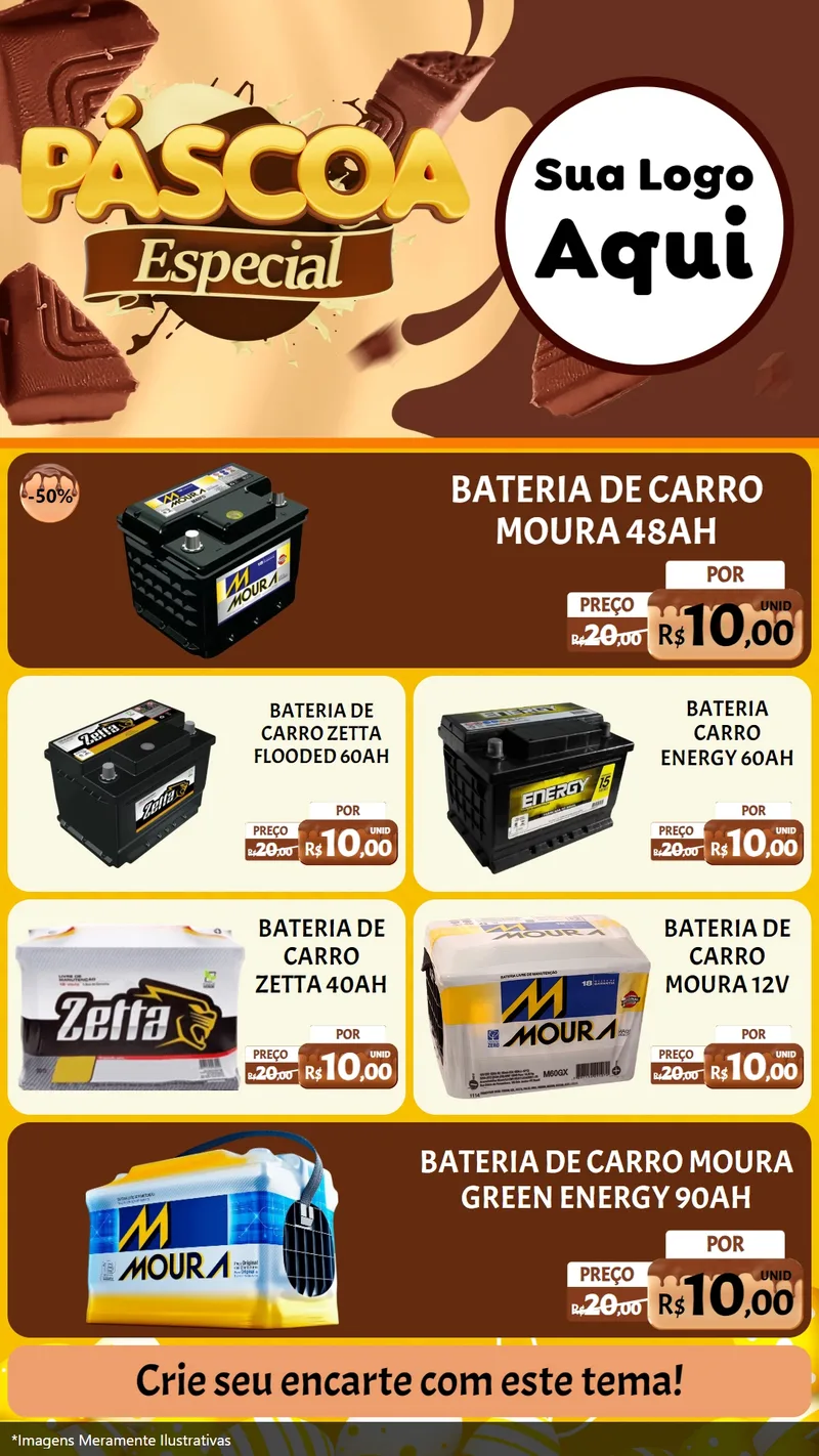 Modelo de TV para TV Vertical com o tema Páscoa Especial para Baterias Elétricas