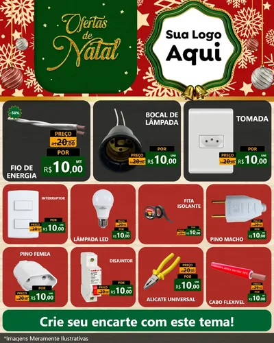 Modelo de Rede Social para Feed Instagram com o tema Natal de Ofertas para Materiais Elétricos