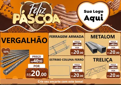 Modelo de Encarte para Encarte A4 Horizontal com o tema Feliz Páscoa para Ferragens