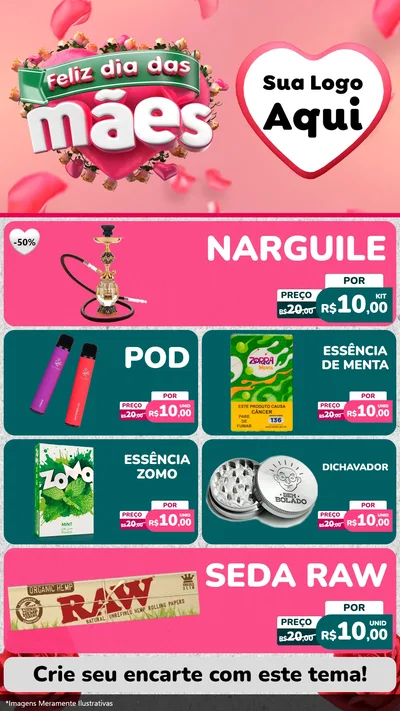 Modelo de TV para TV Vertical com o tema Feliz Dia das Mães para Tabacaria