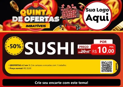 Modelo de Cartaz para Cartaz A4 Horizontal com o tema Quinta de Ofertas Imbatíveis para Comida japonesa
