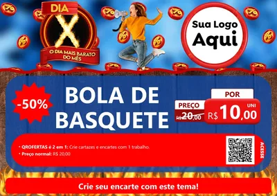 Modelo de Cartaz para Cartaz A4 Horizontal com o tema Dia X - O Dia Mais Barato Do Mês para Artigos Esportivos