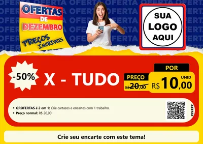 Modelo de Cartaz para Cartaz A4 Horizontal com o tema Ofertas de Dezembro - Preços Incríveis para Hamburgueria