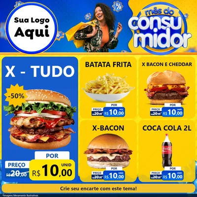 Modelo de Rede Social para Feed Facebook com o tema Mês do Consumidor para Hamburgueria
