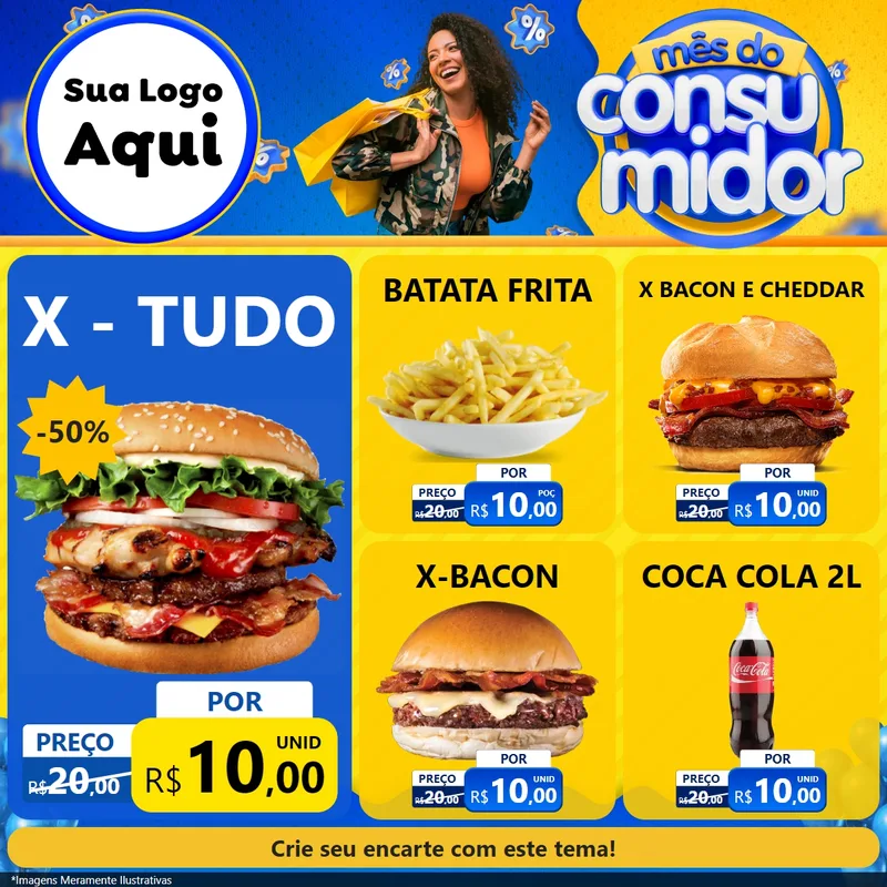 Modelo de Rede Social para Feed Facebook com o tema Mês do Consumidor para Hamburgueria