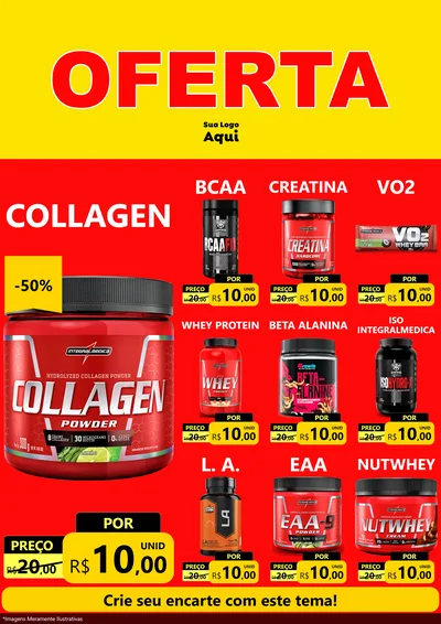 Modelo de Encarte para Encarte A4 Vertical com o tema OFERTA - Vermelho Cartaz para Suplementos alimentares