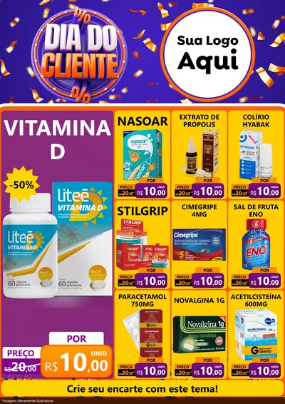 Modelo de Encarte para Encarte A4 Vertical com o tema Dia do Cliente para Farmácia