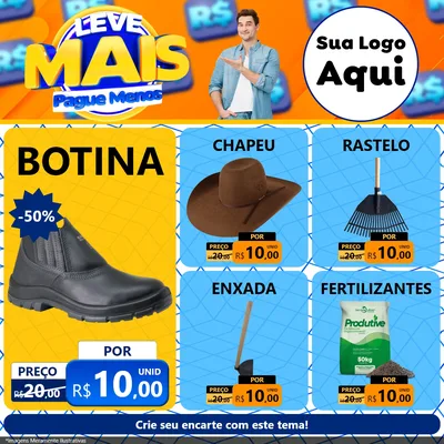 Modelo de Rede Social para Feed Facebook com o tema Leve Mais, Pague Menos para Agropecuária