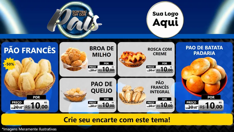 Modelo de TV para TV Horizontal com o tema Sorteio Dia Dos Pais para Padaria