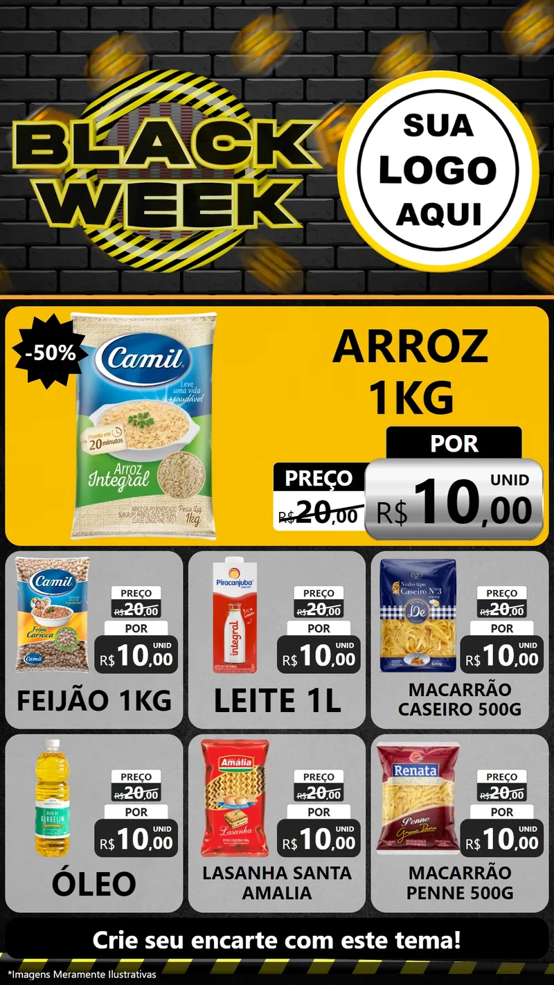 Modelo de Rede Social para Stories com o tema Black Week para Supermercado