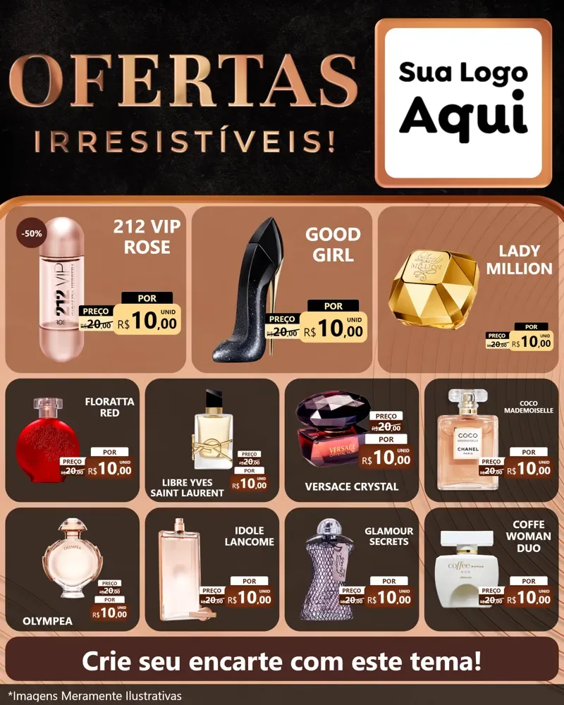 Modelo de Rede Social para Feed Instagram com o tema Ofertas Irresistíveis! para Perfumes