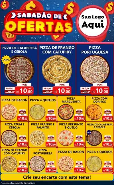 Modelo de Encarte para Encarte Grande com o tema Sabadão de Ofertas para Pizzaria