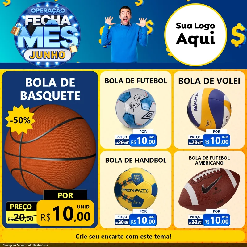 Modelo de Rede Social para Feed Facebook com o tema Operação Fecha Mês, Junho para Artigos Esportivos