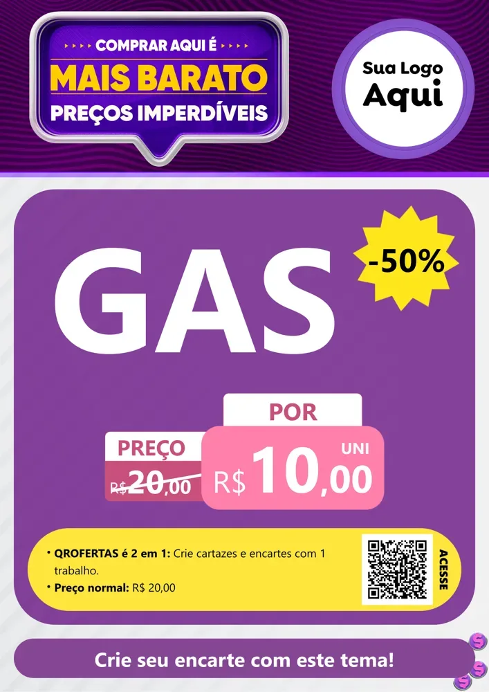 Modelo de Cartaz para Cartaz A4 Vertical com o tema Mais Barato para Água e gás