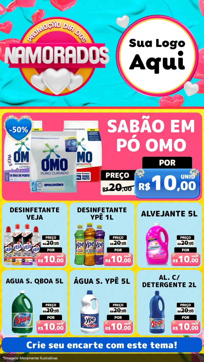 Modelo de Rede Social para Stories com o tema Promoção Dia dos Namorados para Produtos de Limpeza