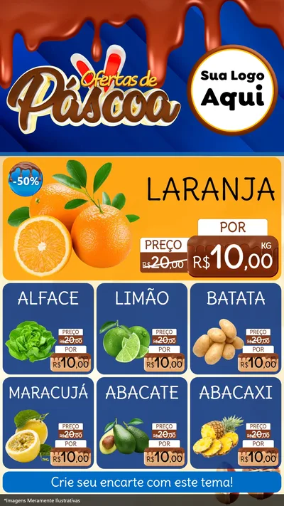Modelo de Rede Social para Stories com o tema Ofertas de Páscoa para Hortifrúti