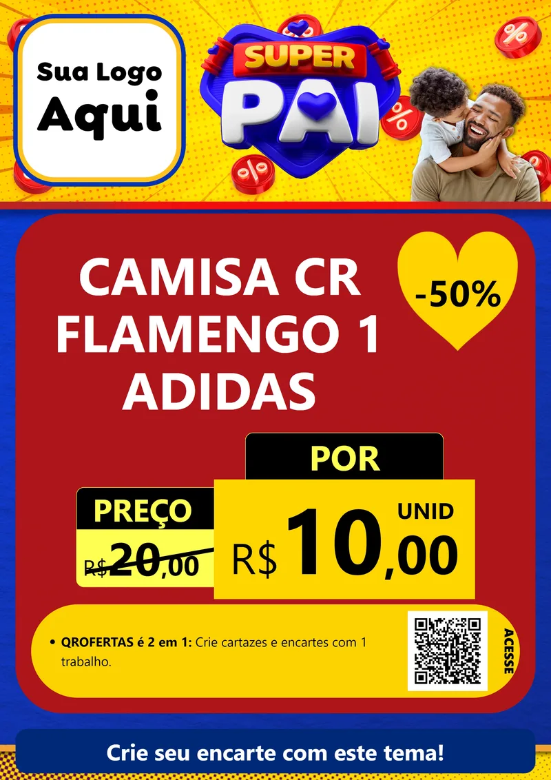 Modelo de Cartaz para Cartaz A4 Vertical com o tema Super Pai para Roupas e acessórios